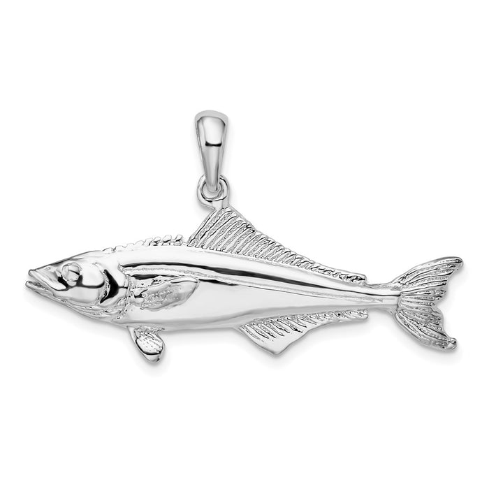 Million Charms 925 Sterling Silver Sea Life Nautical Charm Pendant, 3-D Cobia Fish, High Polish