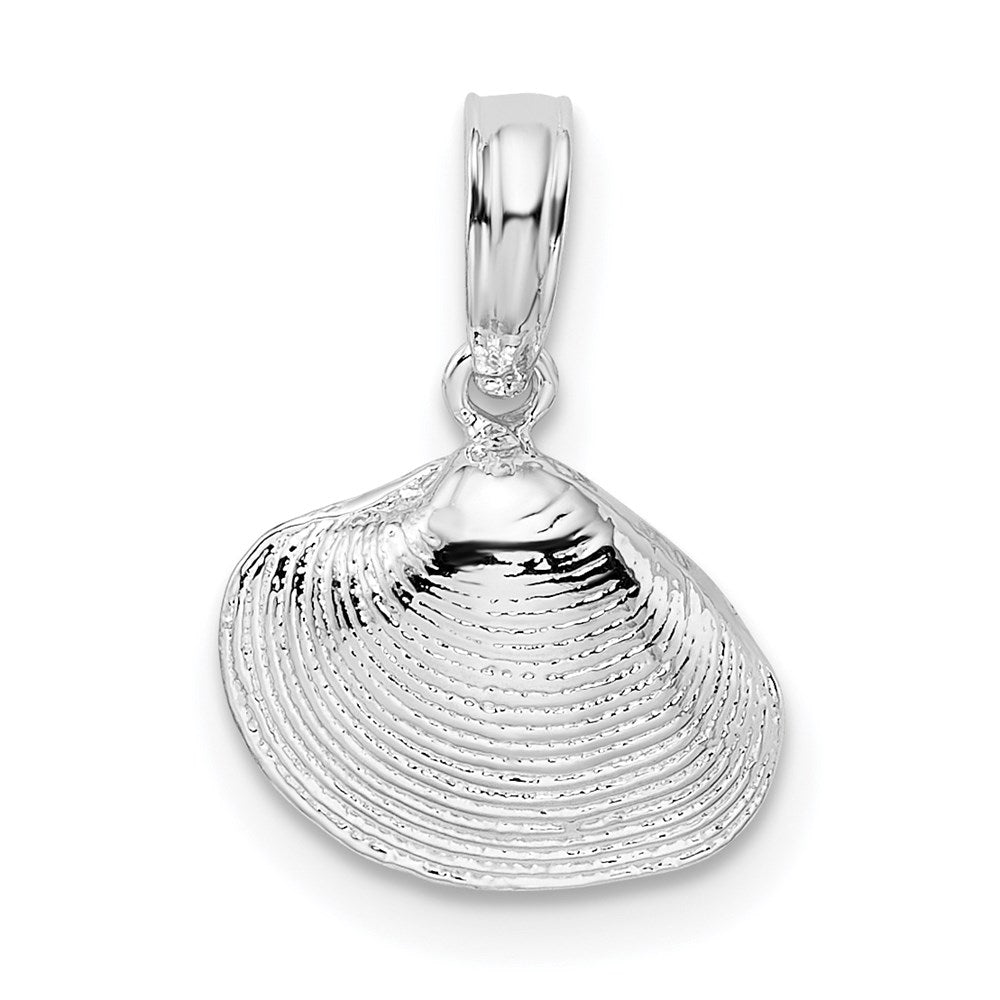 Million Charms 925 Sterling Silver Nautical Sea Life  Charm Pendant, Small Clam Shell, 2-D