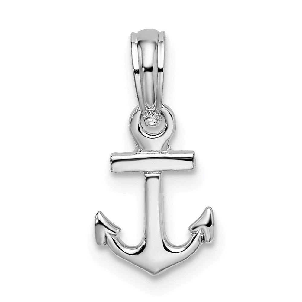 Million Charms 925 Sterling Silver Nautical  Charm Pendant, Small 3-D Mini Anchor, High Polish