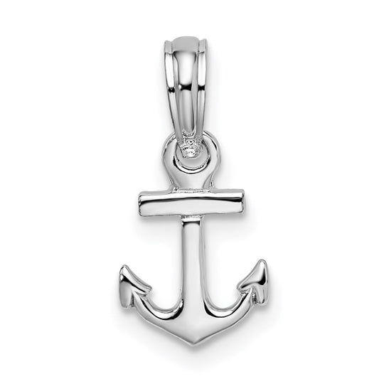 Million Charms 925 Sterling Silver Nautical  Charm Pendant, Small 3-D Mini Anchor, High Polish