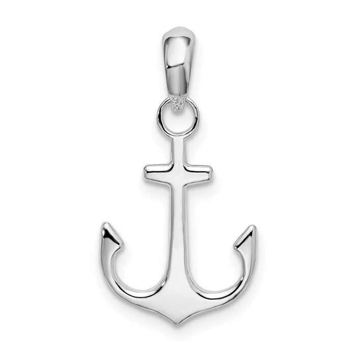 Million Charms 925 Sterling Silver Nautical  Charm Pendant, Small Anchor, 2-D & High Polish
