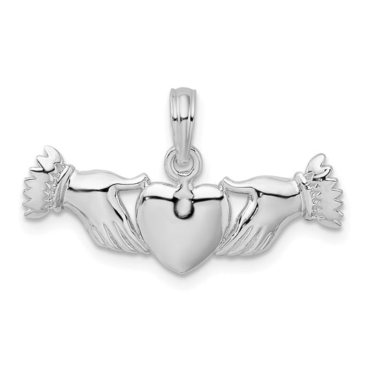 Million Charms 925 Sterling Silver Charm Pendant, Small Hands Holding Heart, High Polish