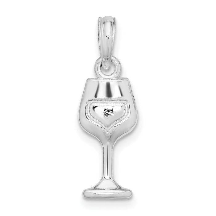 Million Charms 925 Sterling Silver Charm Pendant, Wine Glass , 2-D