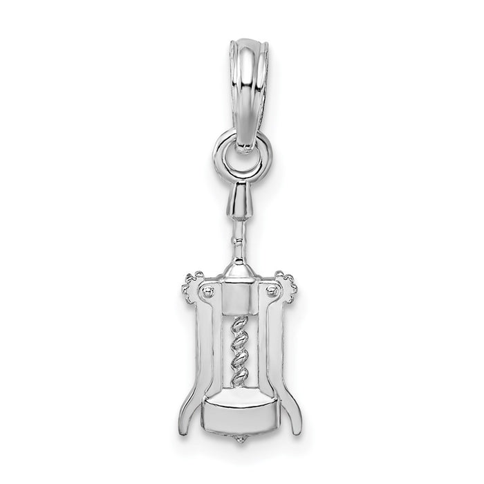 Million Charms 925 Sterling Silver Charm Pendant, Small Wine Opener, 2-D