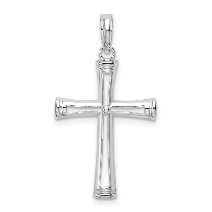 Million Charms 925 Sterling Silver Religious Charm Pendant, Small Cross , Cut-Out & Tapers In Center