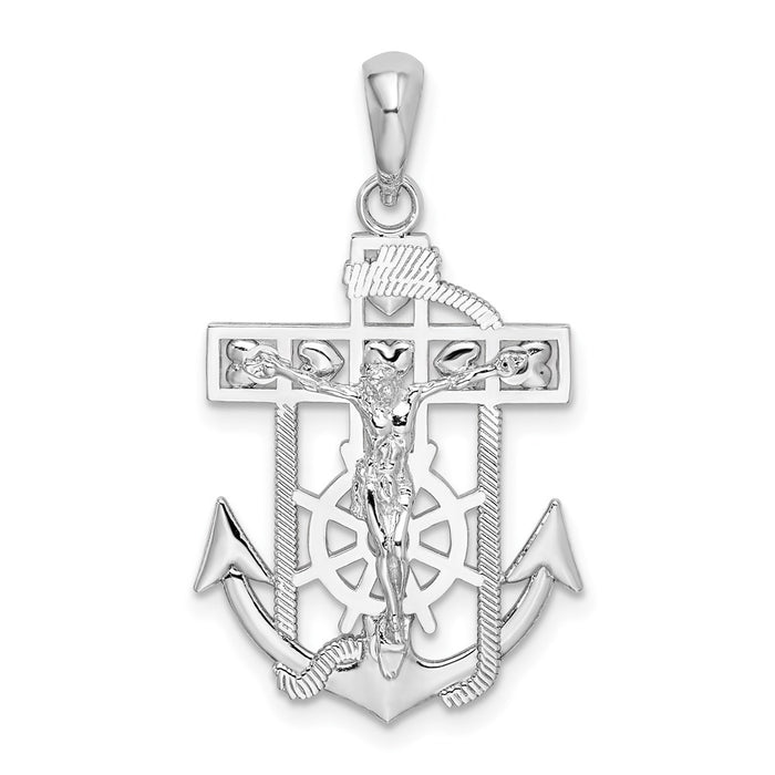 Million Charms 925 Sterling Silver Religious Charm Pendant, Mariners Crucifix