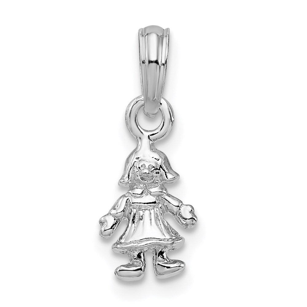 Million Charms 925 Sterling Silver Charm Pendant, Small 3-D Mini Doll Pendant (Little Girl)