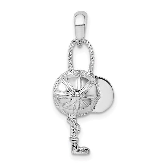 Million Charms 925 Sterling Silver Religious Charm Pendant, Jockey Helmet & Cross p, 2-D