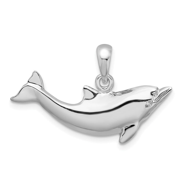 Million Charms 925 Sterling Silver Nautical Sea Life  Charm Pendant, Dolphin, 2-D & High Polish