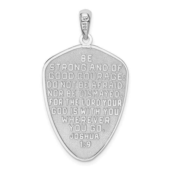 Million Charms 925 Sterling Silver Religious Charm Pendant, Cross  Shield with Joshua 1:9 On Reverse