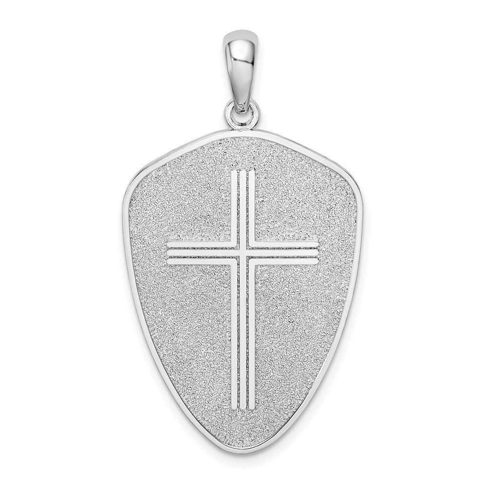 Million Charms 925 Sterling Silver Religious Charm Pendant, Cross  Shield with Joshua 1:9 On Reverse