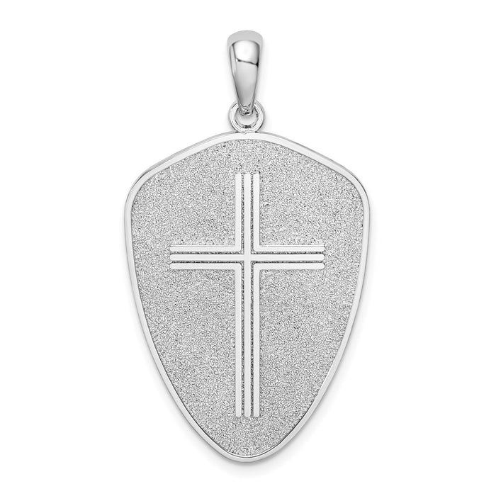 Million Charms 925 Sterling Silver Religious Charm Pendant, Cross  Shield with Joshua 1:9 On Reverse