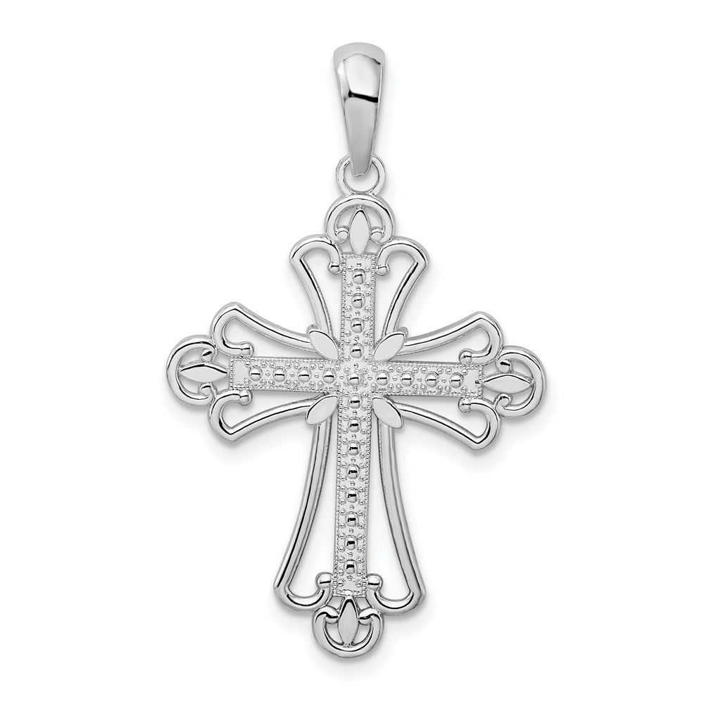 Million Charms 925 Sterling Silver Religious Equestrian Religious Charm Pendant, Block Cross  With Horseshoe Tips