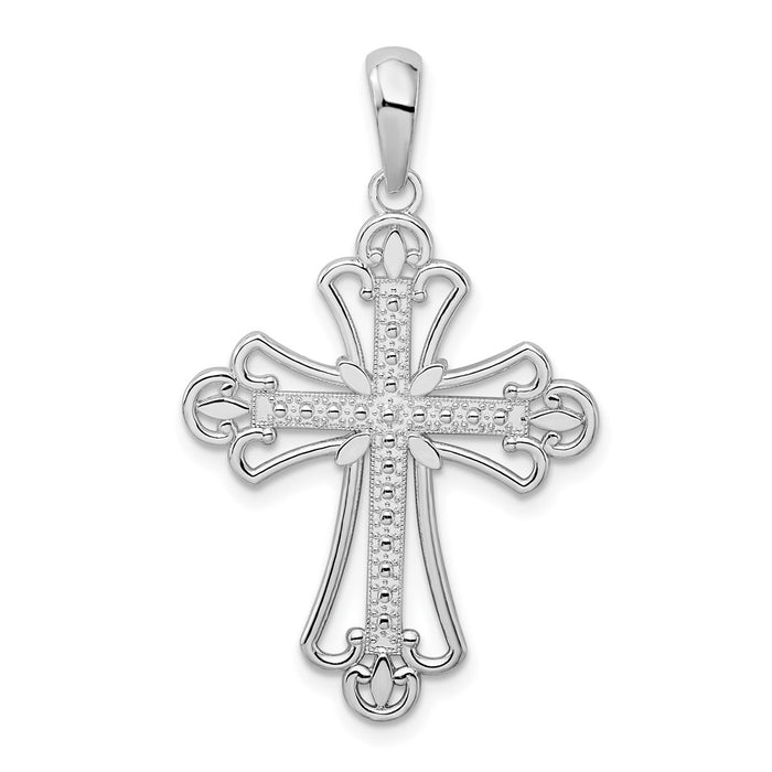 Million Charms 925 Sterling Silver Religious Equestrian Religious Charm Pendant, Block Cross  With Horseshoe Tips