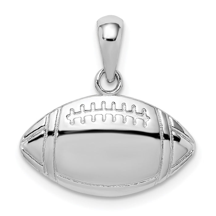 Million Charms 925 Sterling Silver Sports Charm Pendant, Small Football Pendant, Small 2-D High Polish