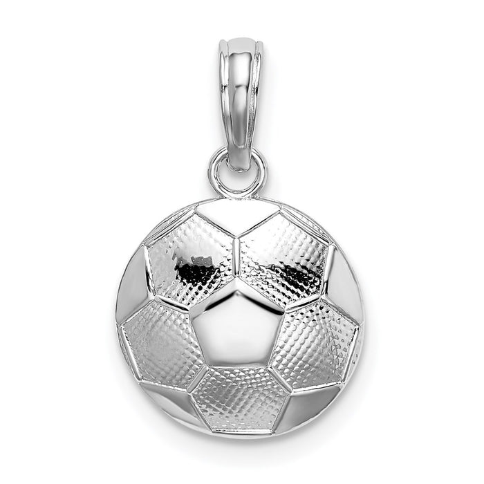 Million Charms 925 Sterling Silver Sports Charm Pendant, Small Soccer Ball Pendant, Small 2-D, High Polish & Textured