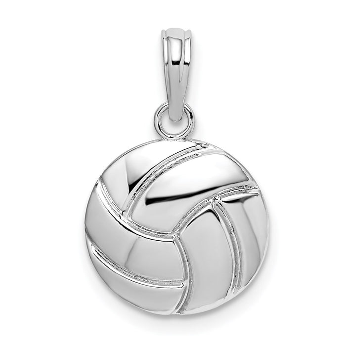Million Charms 925 Sterling Silver Sports Charm Pendant, Small Volleyball Pendant, Small 2-D, High Polish & Textured