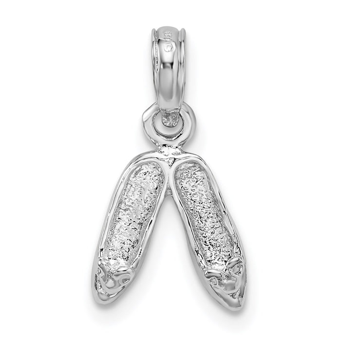Million Charms 925 Sterling Silver Charm Pendant, Small Ballerina Slippers, 2-D & Textured