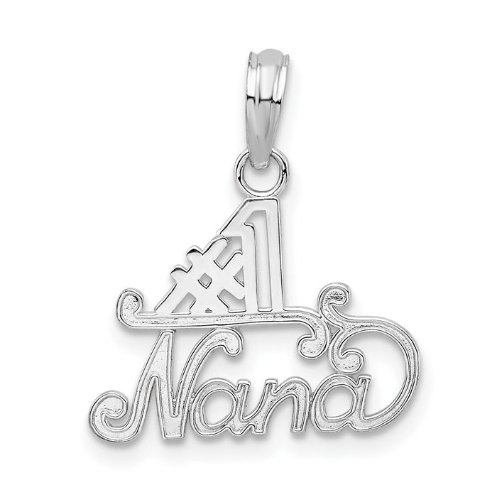 Million Charms 925 Sterling Silver Charm Pendant, Small #1 Nana, Script & Cut-Out