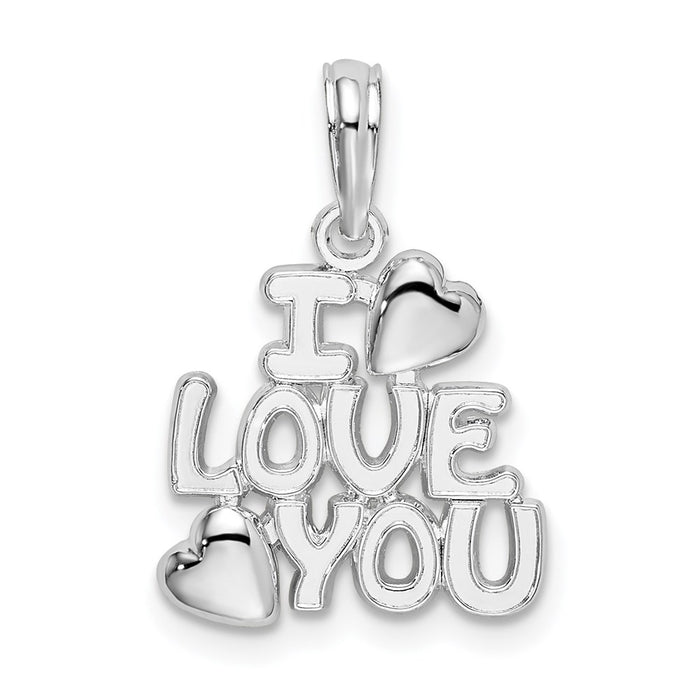 Million Charms 925 Sterling Silver Charm Pendant, Small I Love You with Hearts