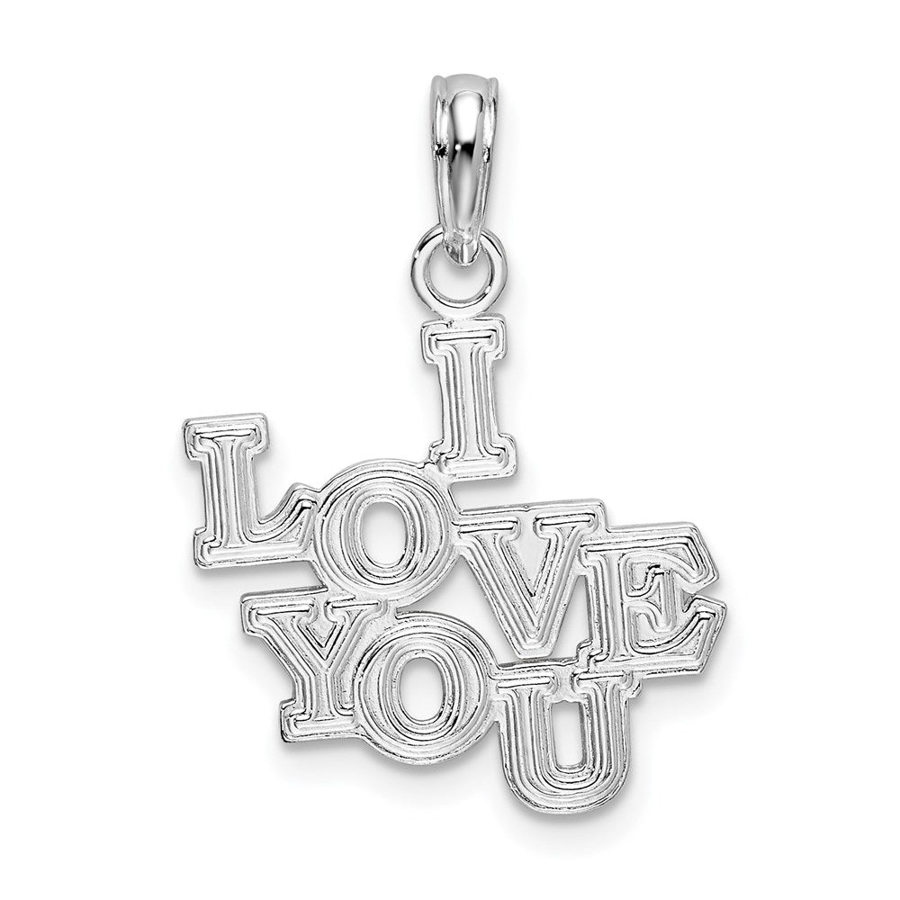 Million Charms 925 Sterling Silver Charm Pendant, Small I Love You, Block & Stacked