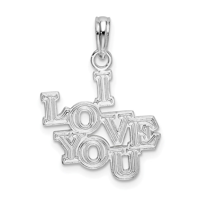 Million Charms 925 Sterling Silver Charm Pendant, Small I Love You, Block & Stacked