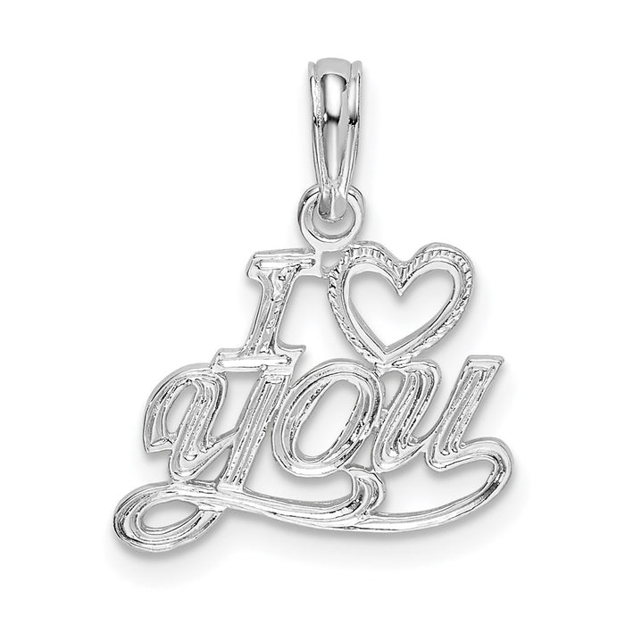 Million Charms 925 Sterling Silver Charm Pendant, Small I Heart You, Script