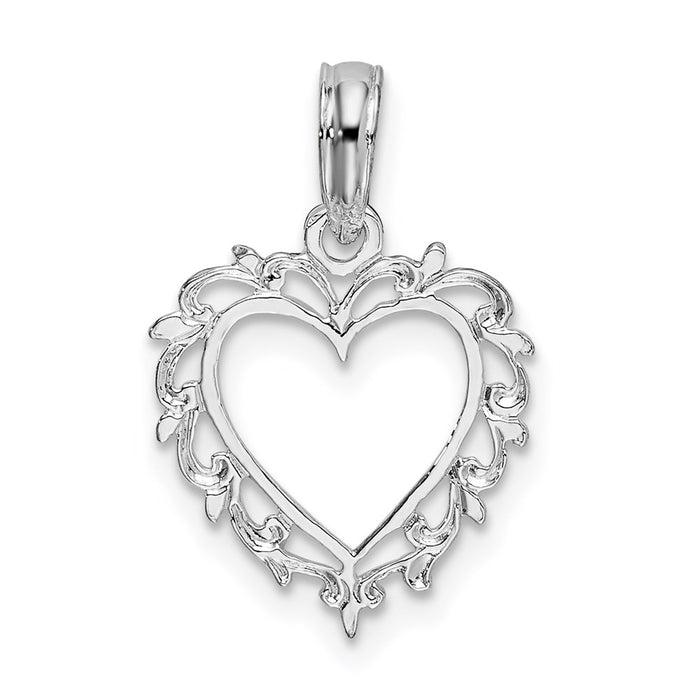 Million Charms 925 Sterling Silver Charm Pendant, Small Heart With Lace Trim