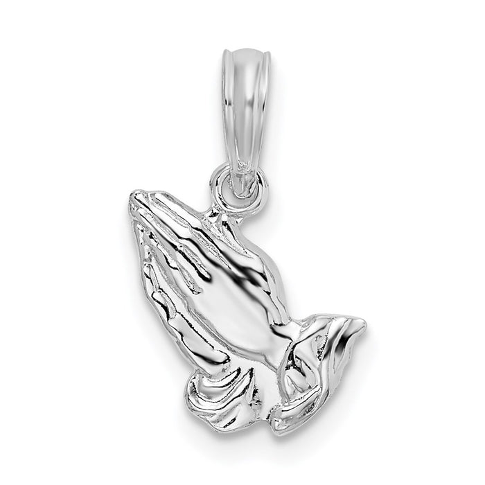 Million Charms 925 Sterling Silver Religious Charm Pendant, Small Praying Hands, High Polish