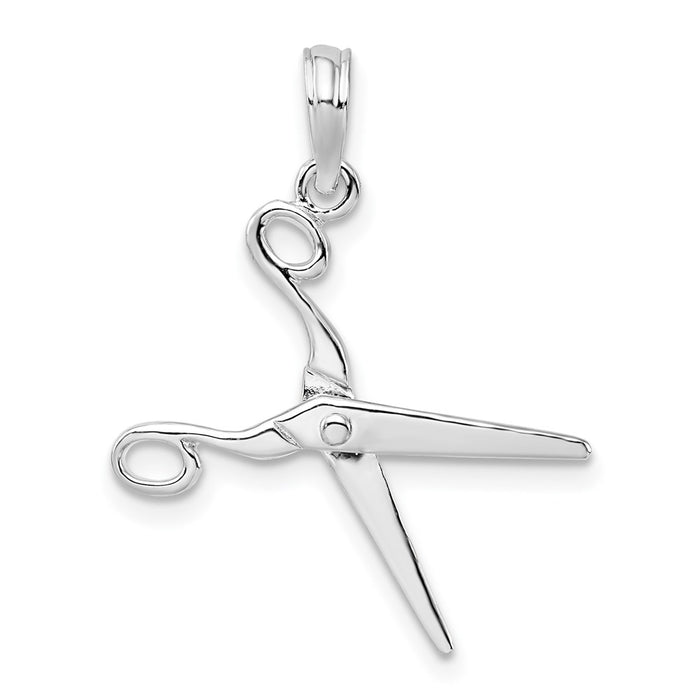Million Charms 925 Sterling Silver Charm Pendant, Small 3-D Scissors, Moveable & High Polish