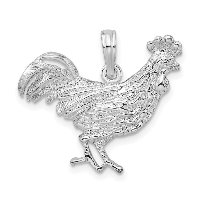 Million Charms 925 Sterling Silver Charm Pendant, Rooster, 2-D