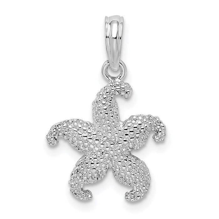 Million Charms 925 Sterling Silver Sea Life Nautical Charm Pendant, Small Puffed Starfish Pendant, Small 2-D