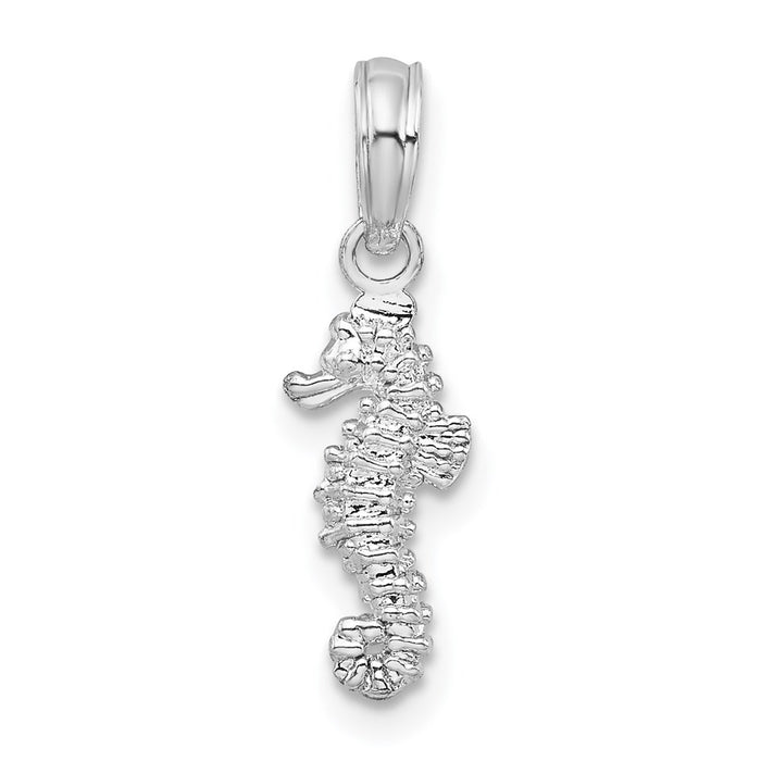 Million Charms 925 Sterling Silver Nautical Sea Life Charm Pendant, Small 3-D Mini Seahorse Pendant