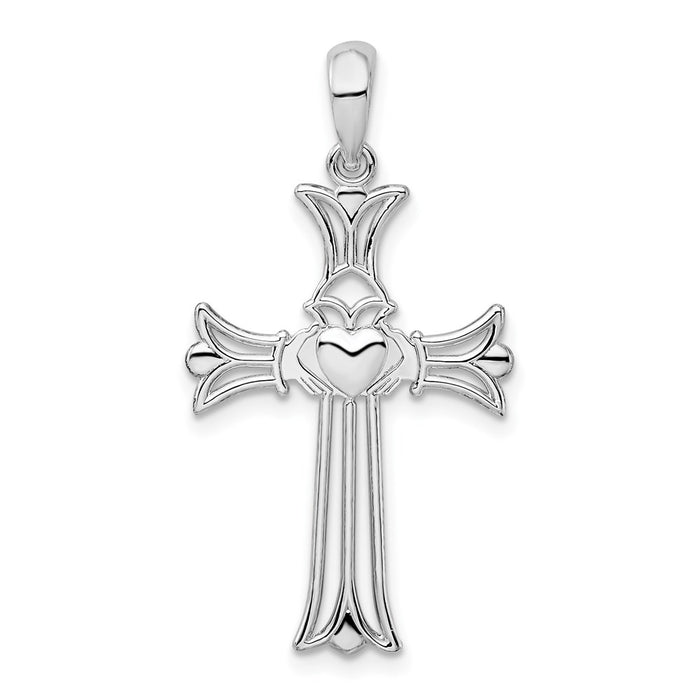 Million Charms 925 Sterling Silver Religious Charm Pendant, Claddagh Cross , Cut-Out & High Polish