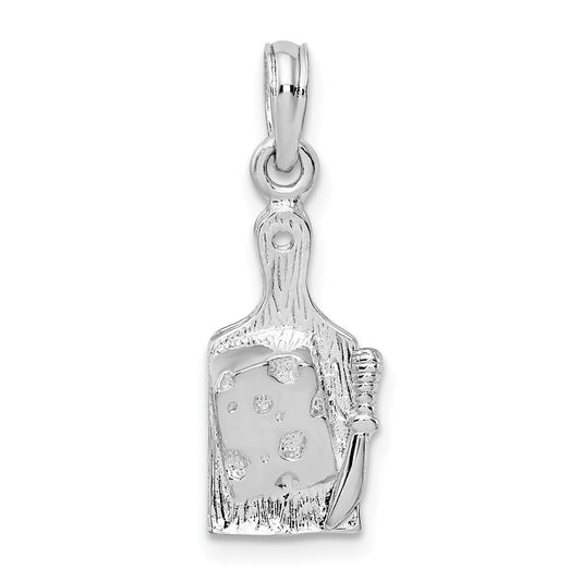 Million Charms 925 Sterling Silver Charm Pendant, Cheese Board with Knife, 2-D