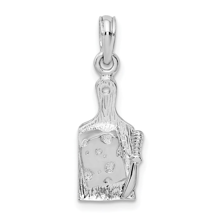 Million Charms 925 Sterling Silver Charm Pendant, Cheese Board with Knife, 2-D