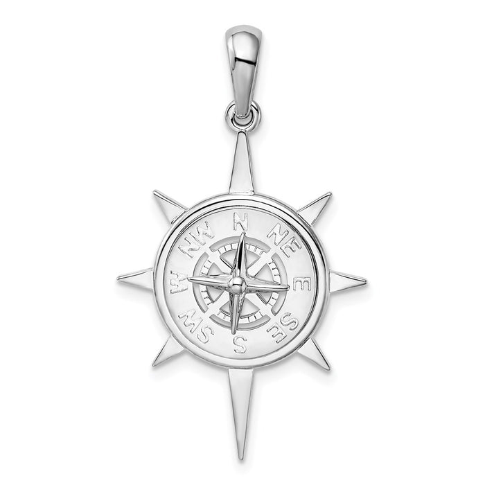 Million Charms 925 Sterling Silver Charm Pendant, Star Frame with Nautical Compass  Center