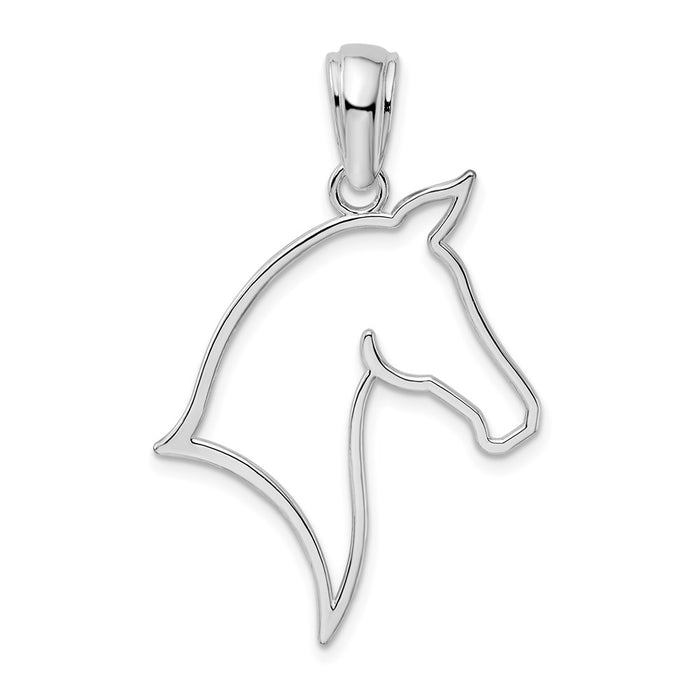 Million Charms 925 Sterling Silver Equestrian Animal Charm Pendant, Horse Head Profile, Cut-Out