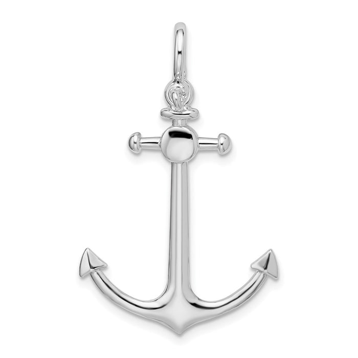 Million Charms 925 Sterling Silver Charm Pendant, 3-D Small Anchor with Flat Tips Shackle Bail