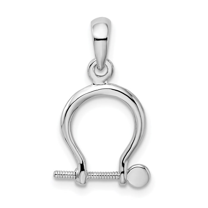 Million Charms 925 Sterling Silver Charm Pendant, Small 3-D Small Shackle Link Screw Pendant