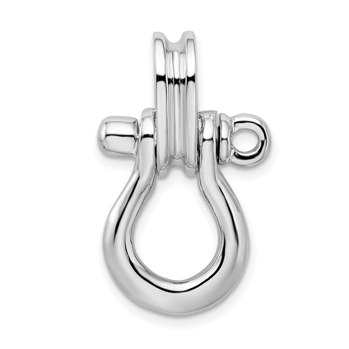 Million Charms 925 Sterling Silver Nautical Charm Pendant, Large 3-D Large Shackle with Pulley Bail No Rope