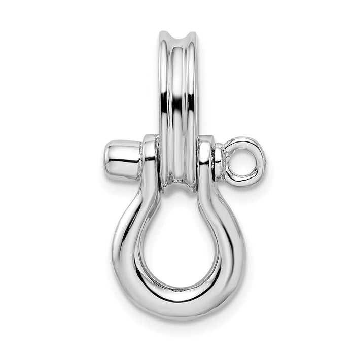 Million Charms 925 Sterling Silver Nautical Charm Pendant, 3-D Medium Shackle with Pulley Bail No Rope