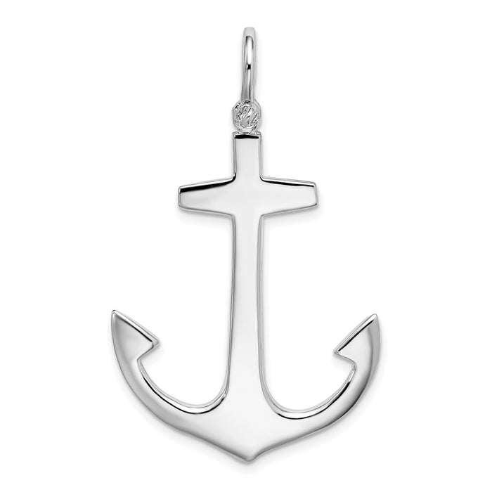 Million Charms 925 Sterling Silver Charm Pendant, 3-D Large Anchor, High Polish Shackle Bail