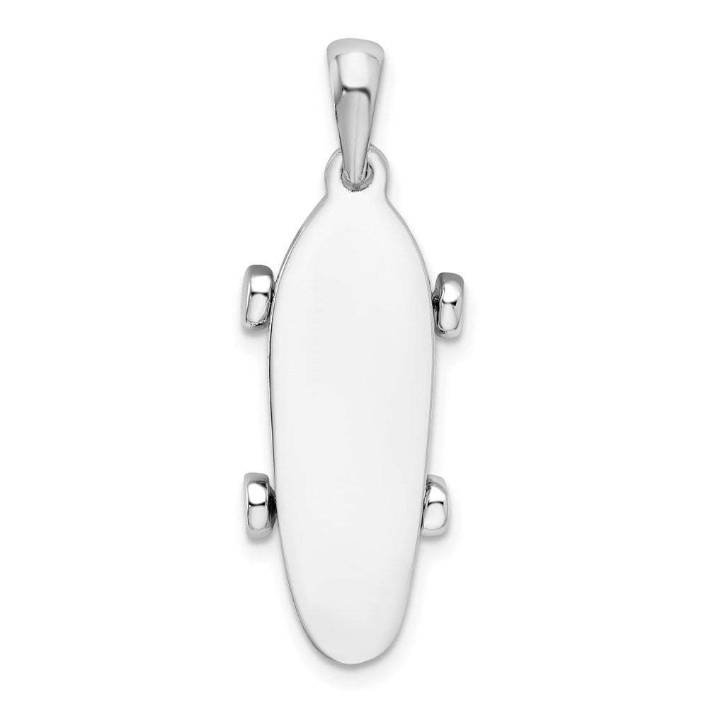 Million Charms 925 Sterling Silver Charm Pendant, 3-D Large Skateboard with Moveable Wheels