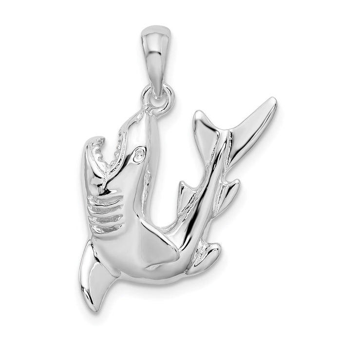 Million Charms 925 Sterling Silver Nautical Sea Life  Charm Pendant, Jumping Shark Pendant, 2-D & High Polish