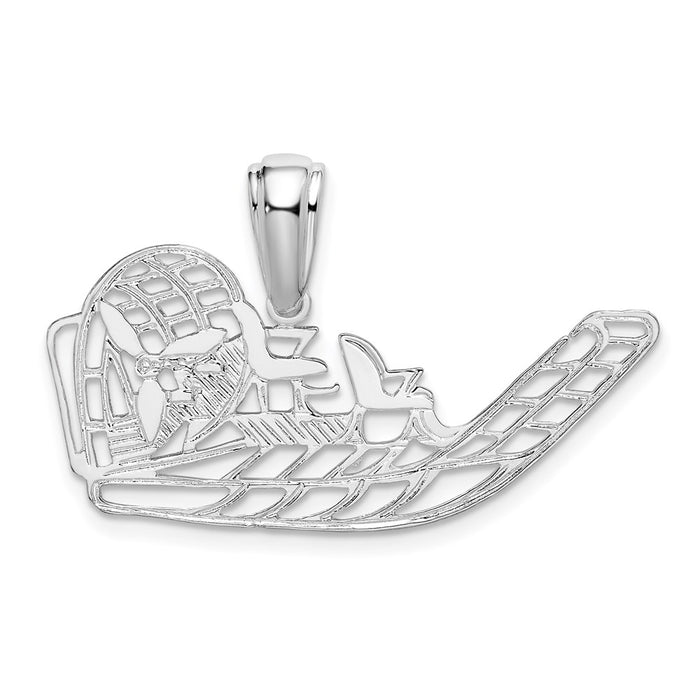 Million Charms 925 Sterling Silver Charm Pendant, Airboat, Cut-Out & Flat