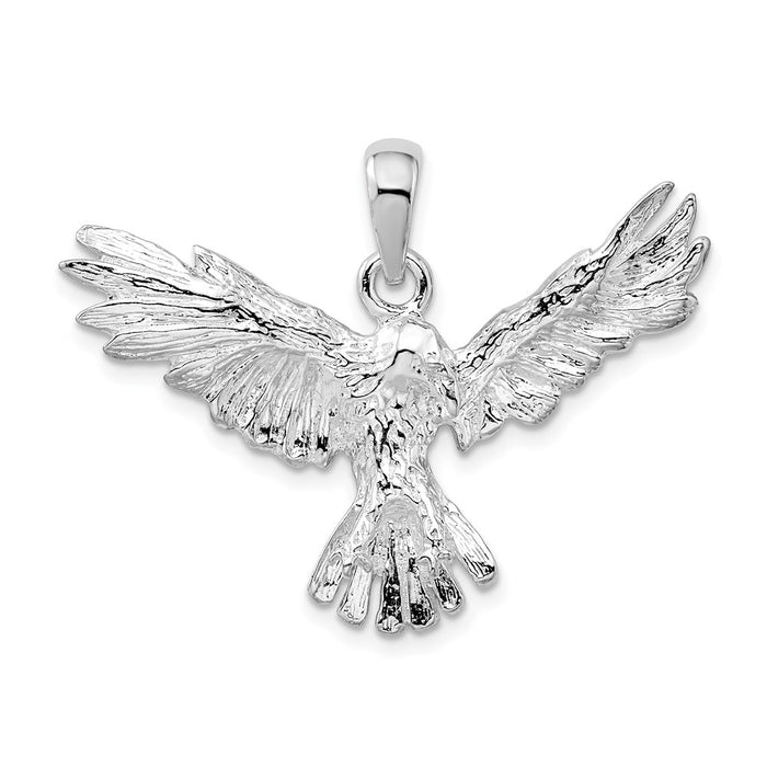 Million Charms 925 Sterling Silver Animal Bird  Charm Pendant, Eagle Flying, 2-D