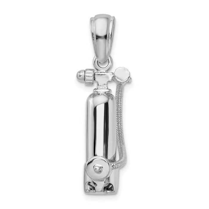 Million Charms 925 Sterling Silver Nautical Sports Charm Pendant, 3-D Single Scuba Tank with Air Hose