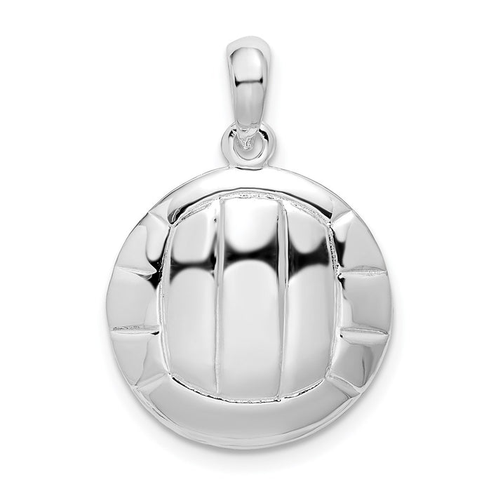 Million Charms 925 Sterling Silver Sports Charm Pendant, Volleyball, High Polish, 2-D