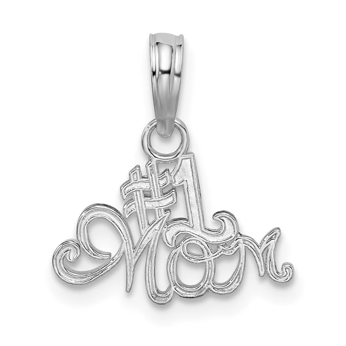 Million Charms 925 Sterling Silver Charm Pendant, Small #1 Mom, Script